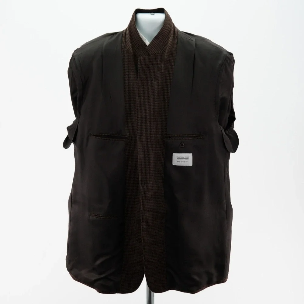 Joseph & Feiss International Lambswool Tweed Brown Tan Blue Check 48L Sport Coat